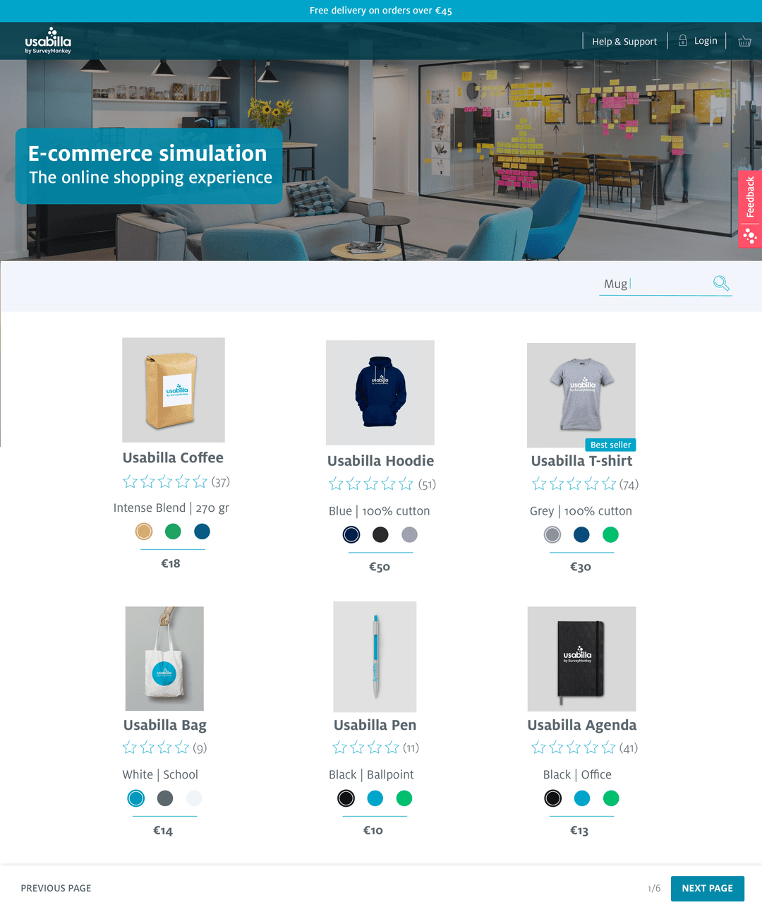 Shop page